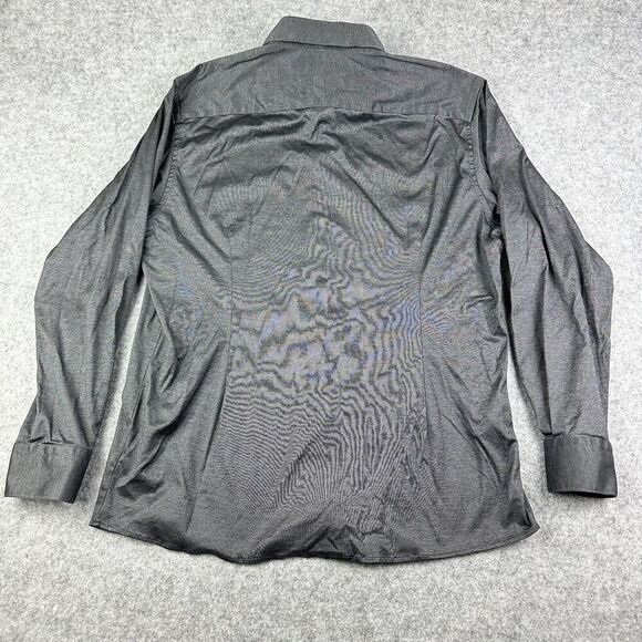 Eton Shirt Mens 17 Black Contemporary Fit Button Performance Stretch Long Sleeve - Picture 5 of 14